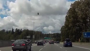 Flying tire hits minivan, gets major air on B.C. highway
