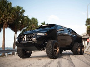 The Juggernaut 6X6 by Florida-based Apocalypse is built on a Ram TRX pickup, but has been granted an upgraded suspension, two more wheels, and a major boon to power.