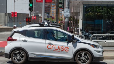 A self-driving Cruise robotaxi in San Francisco.