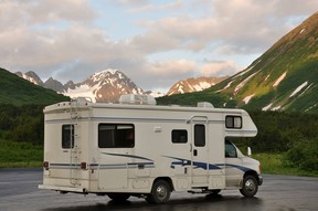 The occupants of this RV were able to dine on fresh, wild salmon while enjoying the amazing view at this scenic stop on the Kenia penninsula in Alaska.