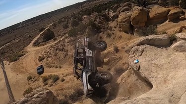 15-year-old Katelynn accidentally flips a Jeep Cherokee off a cliff during a rock-crawling competition