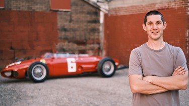 Brandon Hegedus and his 1962 Ferrari 156 tribute car. It took him four and a half years to build, and the only parts he didn’t construct were the wheels and tires, shocks and engine.