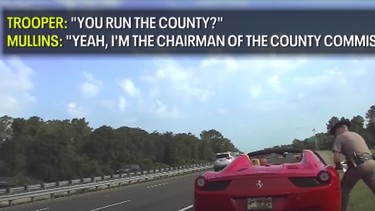 Florida County Commissioner Joe Mullins is pulled over for speeding in this screenshot from a Fox35 YouTube clip