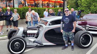 Mark Beaulieu with  his custom car at 2022 Northwest Deuce Days in Victoria.