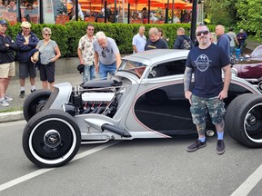 Mark Beaulieu with  his custom car at 2022 Northwest Deuce Days in Victoria.