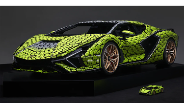 A look at the iconic Lamborghini Sián FKP 37 series wrought in LEGO, on display at Lamborghini's museum in Sant’Agata Bolognese, Italy, until October 6.