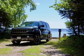 2022 Jeep Wagoneer on the shores of Lake Superior, Ontario