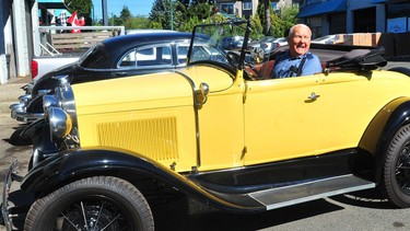 Joe Mizsak a 90-year-old mechanic who drives a 91 year old car, a Ford Model A, in Vancouver on Aug. 17, 2022.