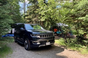 2022 Jeep Wagoneer at Rabbit Blanket Campground in Lake Superior Provincial Park, Ontario