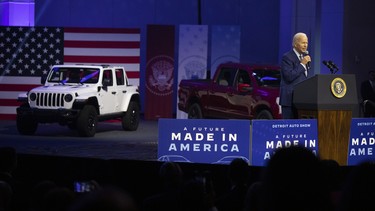 U.S. President Joe Biden speaks at the North American International Auto Show on September 14, 2022 in Detroit, Michigan.