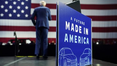U.S. President Joe Biden delivers remarks during a visit to the Detroit Auto Show in Detroit, Michigan, U.S., September 14, 2022.
