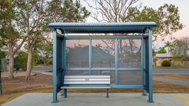 A bus stop shelter