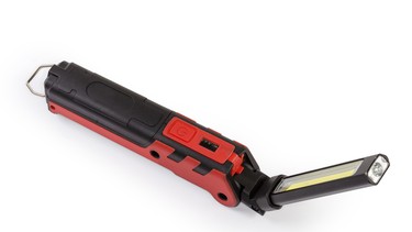 Modern rechargeable electric LED flashlight with folding COB work torch and other lamps
