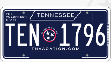 A 2022 Tennessee licence plate bearing the phrase "In God We Trust"