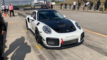 A snapshot of a Porsche that was used for the Policaro Group's annual Track Day celebration, an event that raises money for SickKids Hospital and Foundation.