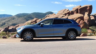 The 2023 Mercedes-EQS SUV at Red Rocks in Colorado.