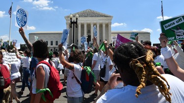 Abortion rights activists rally outside the U.S. Supreme Court after the overturning of Roe Vs. Wade, in Washington, DC, on June 30, 2022.