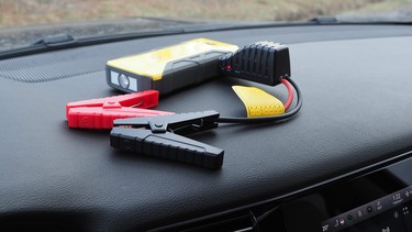 Example of a typical lithium-ion emergency car battery booster pack