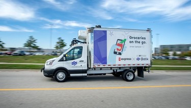 One of Loblaw's five new driverless trucks in Brampton, Ont.