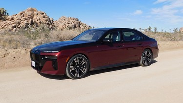 The 2023 BMW i7 in Joshua Tree National Park, where the Mojave and Colorado deserts converge in California.