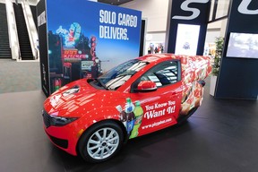 A Pizza Hut-liveried ElectraMeccanica Solo