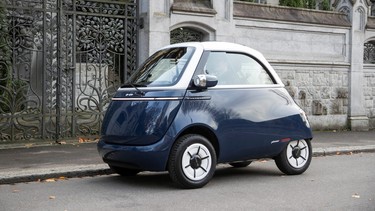 An electric-powered Microlino 2.0 of Swiss manufacturer Microlino AG car is seen in Zurich, Switzerland November 21, 2022.