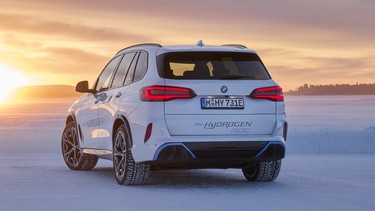 A 2023 BMW iX5 Hydrogen in Arjeplog, Sweden, in February 2022