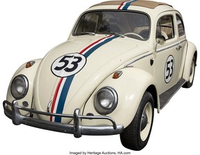 A 1961 Volkswagen Beetle modified for Disney’s 1980 film “Herbie Goes Bananas,” and sold at auction in 2022 for USD$212,500