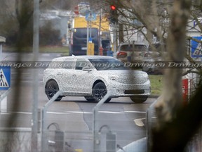 Spy shot of an upcoming electric Ford SUV
