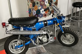 A well-restored 1970 Honda CT70, built by Earl Quantz, at the Spools and Spokes show. CREDIT: Earl Quantz