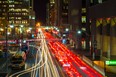 Toronto traffic on Queen Street West during night time