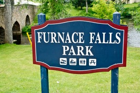 Furnace Falls Park is a municipal recreation area just above the Lyndhurst Bridge in Ontario