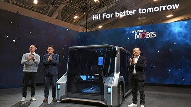 Hyundai Mobis executives unveil the M.Vision TO concept at CES in 2023