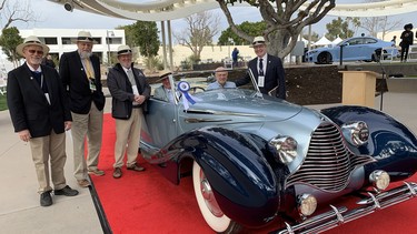 Canadian judges Terry Johnson, Roy Shull, Paul Martin and Rob McCleese around the 1947 Talbot Lago cabriolet that was best of show at the Arizona Concours d’Elegance.