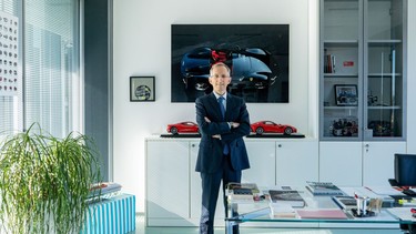Ferrari CEO Benedetto Vigna in his office at Maranello