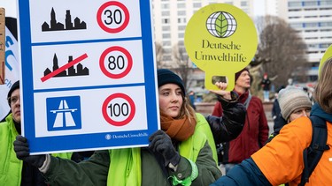 Predominantly young people protest at a demonstration and climate strike organized by Deutsche Umwelthilfe's Fridays for Future movement under the slogan Berlin Will Climate for a climate-friendly and climate-neutral Berlin by 2030, in front of the Rotes Rathaus in Berlins Mitte district