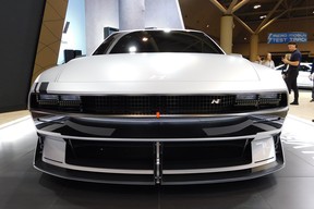 The Hyundai N Vision 74's front end is a 21st century take on the 1974 Pony Concept's, which in turn influenced the Delorean's front end.