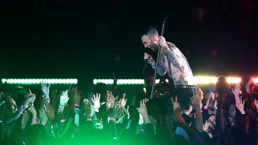 Adam Levine of Maroon 5 performs during the Pepsi Super Bowl LIII Halftime Show at Mercedes-Benz Stadium on February 03, 2019 in Atlanta, Georgia