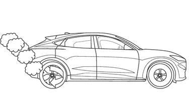 An illustration from a patent filed by Ford for a four-wheel burnout mode for EVs