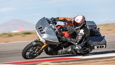 A Harley-Davidson competing in Moto America’s new King of the Baggers series