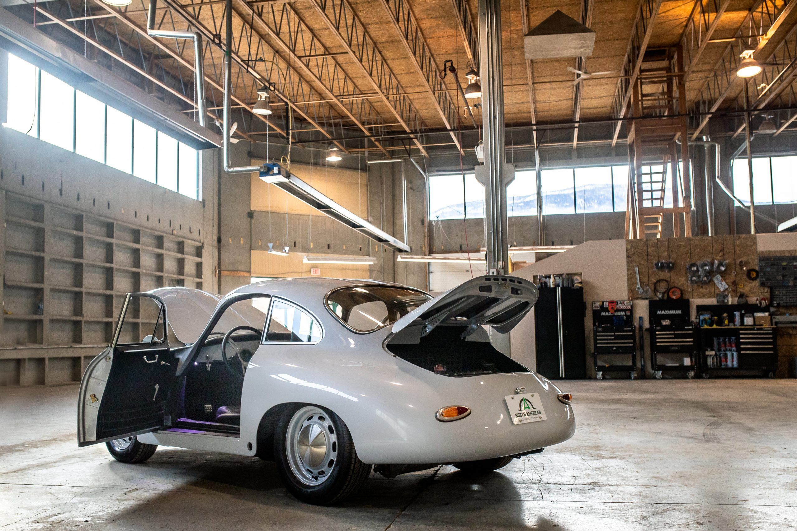 An electric Porsche 356, converted by North American Electric Vehicles