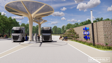A rendering of a future Element 2 hydrogen-refuelling station in the U.K.