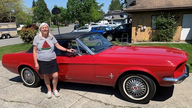 Carol Mills with the 1967 Mustang
