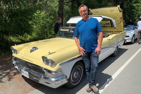 Dan Parlee with the 1958 Ford Skyliner hideaway hardtop that he had restored to honour a family friend who was the original owner.