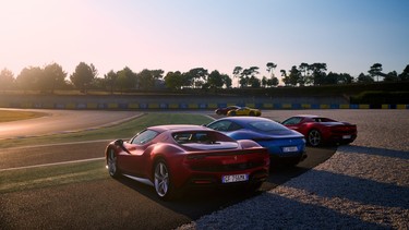 Ferrari 296 GTB, Roma, and SF90 at the end of the 2023 24 Hours of Le Mans