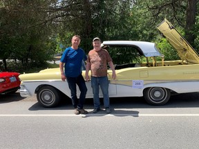 Dan Parlee with his brother-in-law Ernie Jones who helped to restore the 1958 Ford Skyliner.