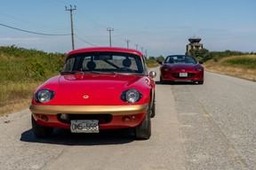 A 2023 Mazda MX-5 (right) with David Birchall's 1965 Lotus Elan S2