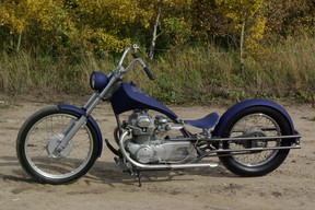 Before building the hot rod, Ray constructed two custom Honda motorcycles based on early 1970s CB350s.