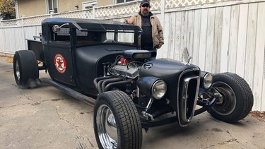 Artist and self-taught welder Ray Lodoen of Saskatoon built this hot rod based on a 1926 Ford ’Turtle Back’ sedan body, powered by a 283 cubic-inch Chevrolet V8. He sold the car, which funded a trip to Europe where he visited many automotive and art museums.