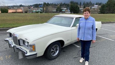 Joy Golinski with the 1973 Cougar XR7 convertible purchased to replace the one she bought new 50 years ago.